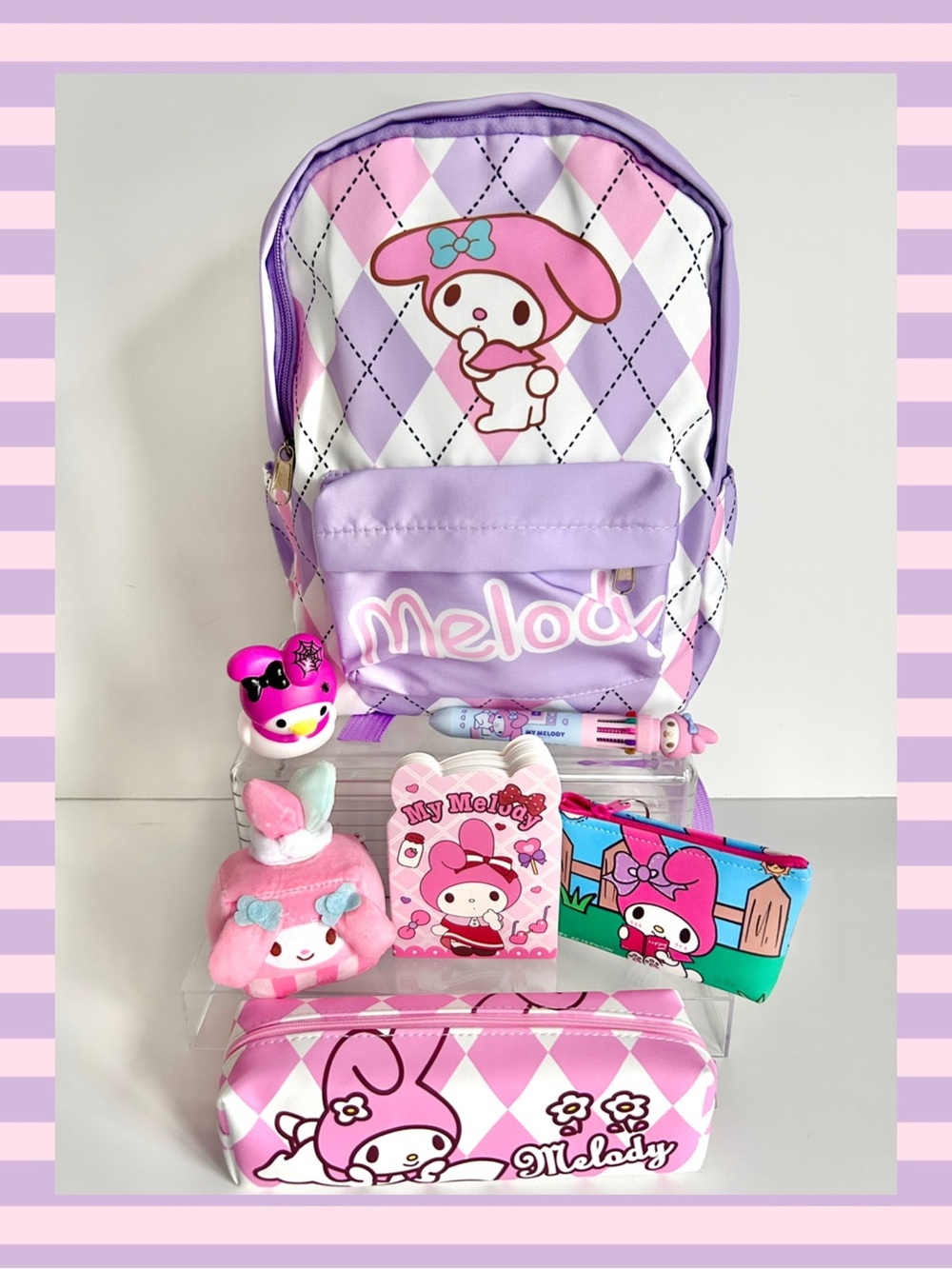 💖(MY337) My Melody Adorable 7-Piece Backpack Bundle!